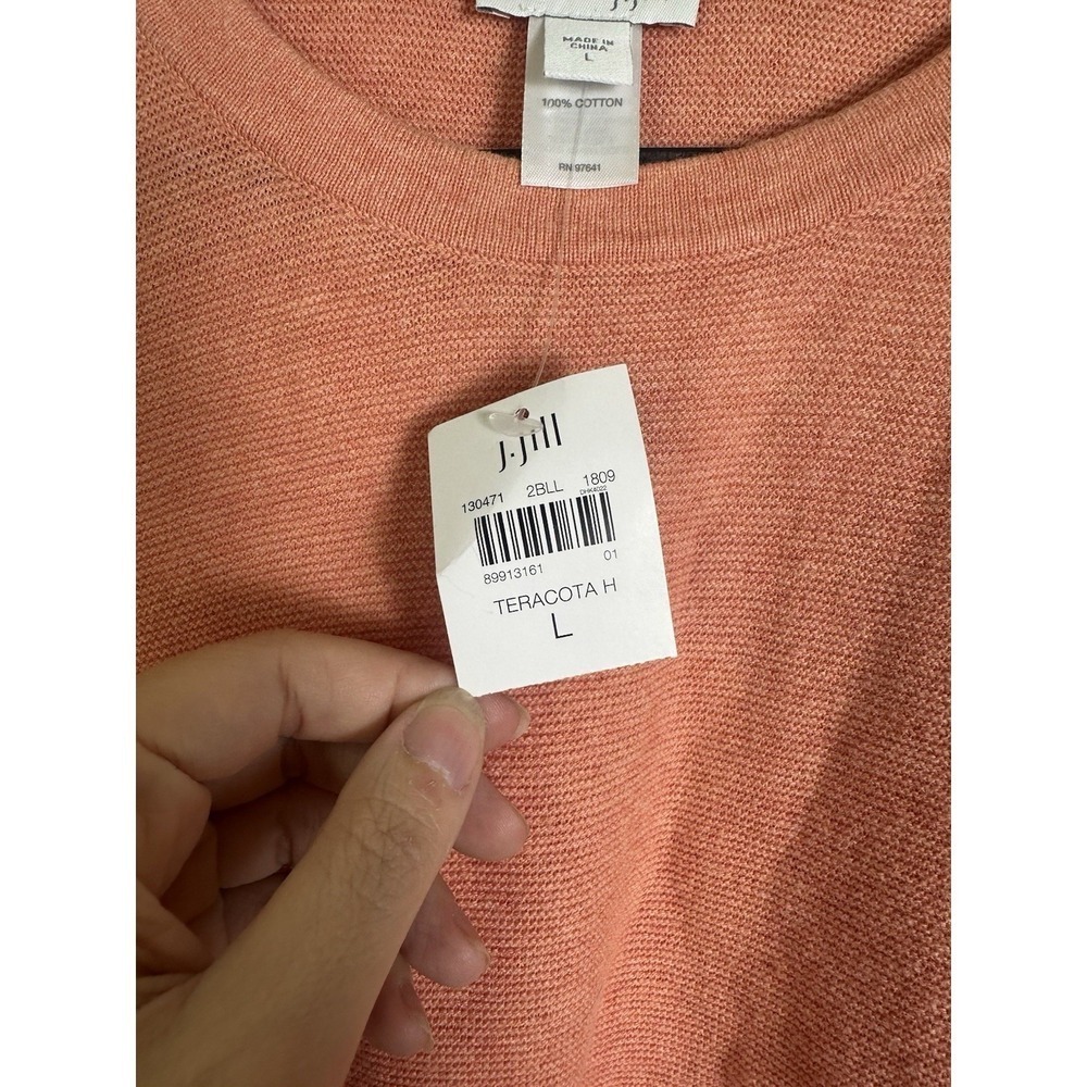 J Jill Women's Knit Sweater Cotton Crewneck Tunic Terracota Size Large NWT - Picture 4 of 4